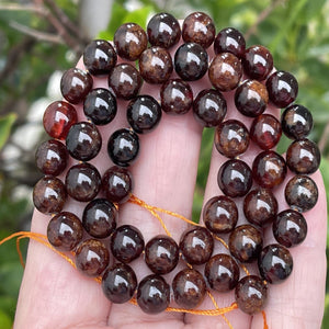 Orange Garnet 8mm round natural gemstone beads 15" strand - Oz Beads 