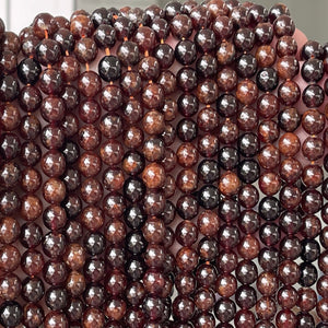 Orange Garnet 8mm round natural gemstone beads 15" strand - Oz Beads 