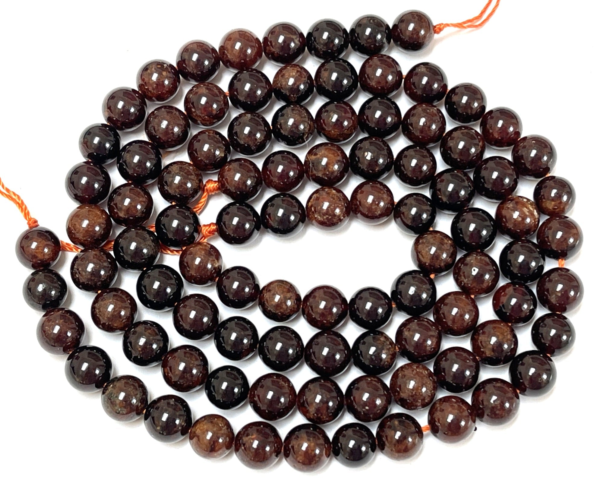 Orange Garnet 8mm round natural gemstone beads 15" strand - Oz Beads 