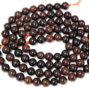 Orange Garnet 8mm round natural gemstone beads 15" strand - Oz Beads 
