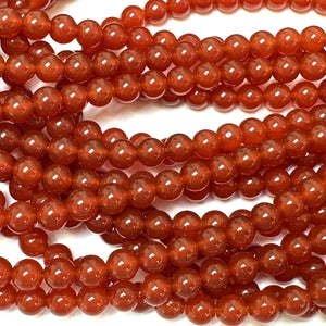 Orange Red Carnelian Agate 6mm round gemstone beads 15" strand - Oz Beads 