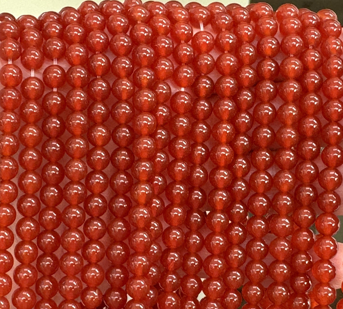 Orange Red Carnelian Agate 6mm round gemstone beads 15" strand - Oz Beads 