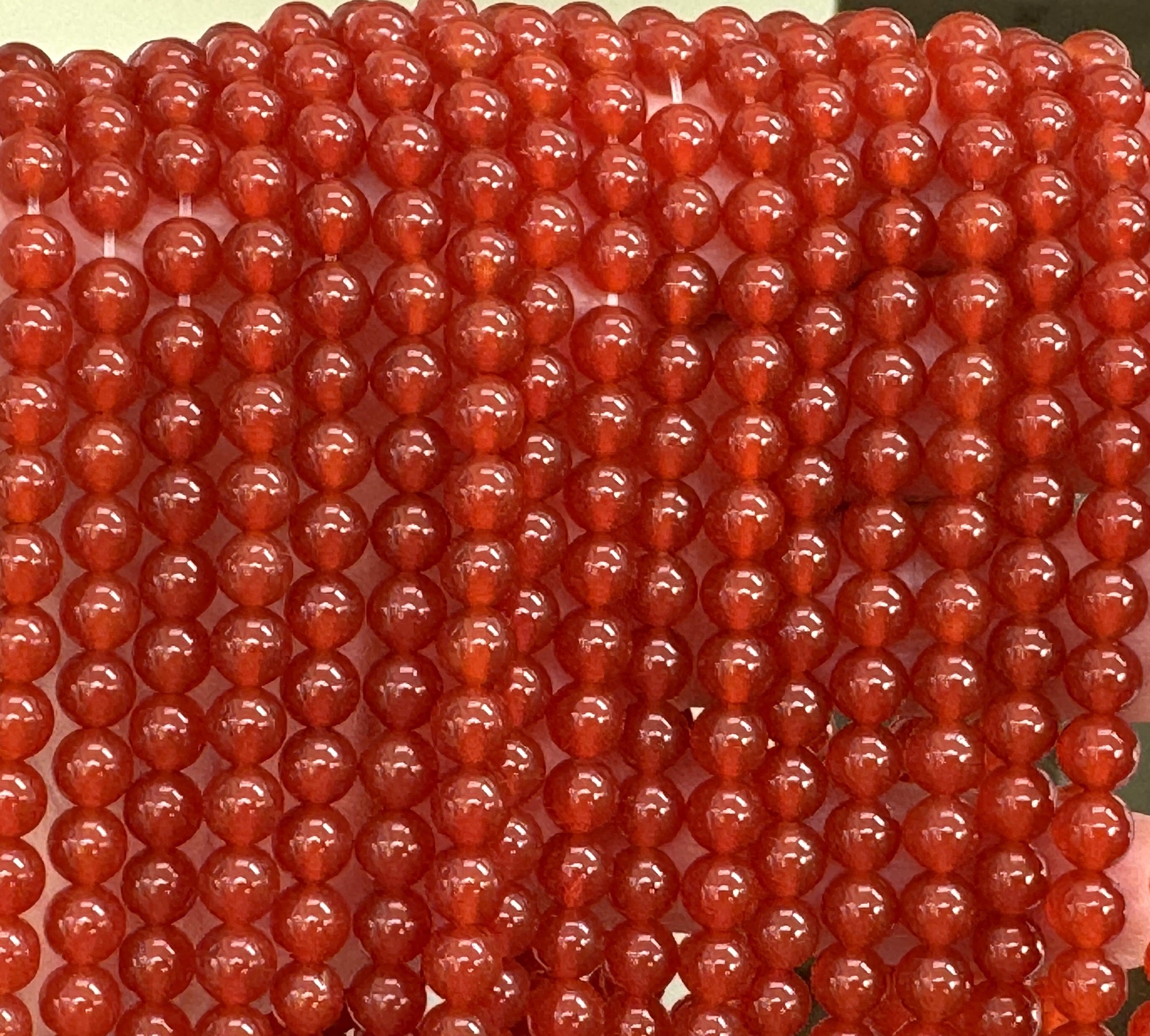 Orange Red Carnelian Agate 6mm round gemstone beads 15" strand - Oz Beads 
