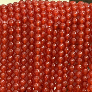 Orange Red Carnelian Agate 6mm round gemstone beads 15" strand - Oz Beads 