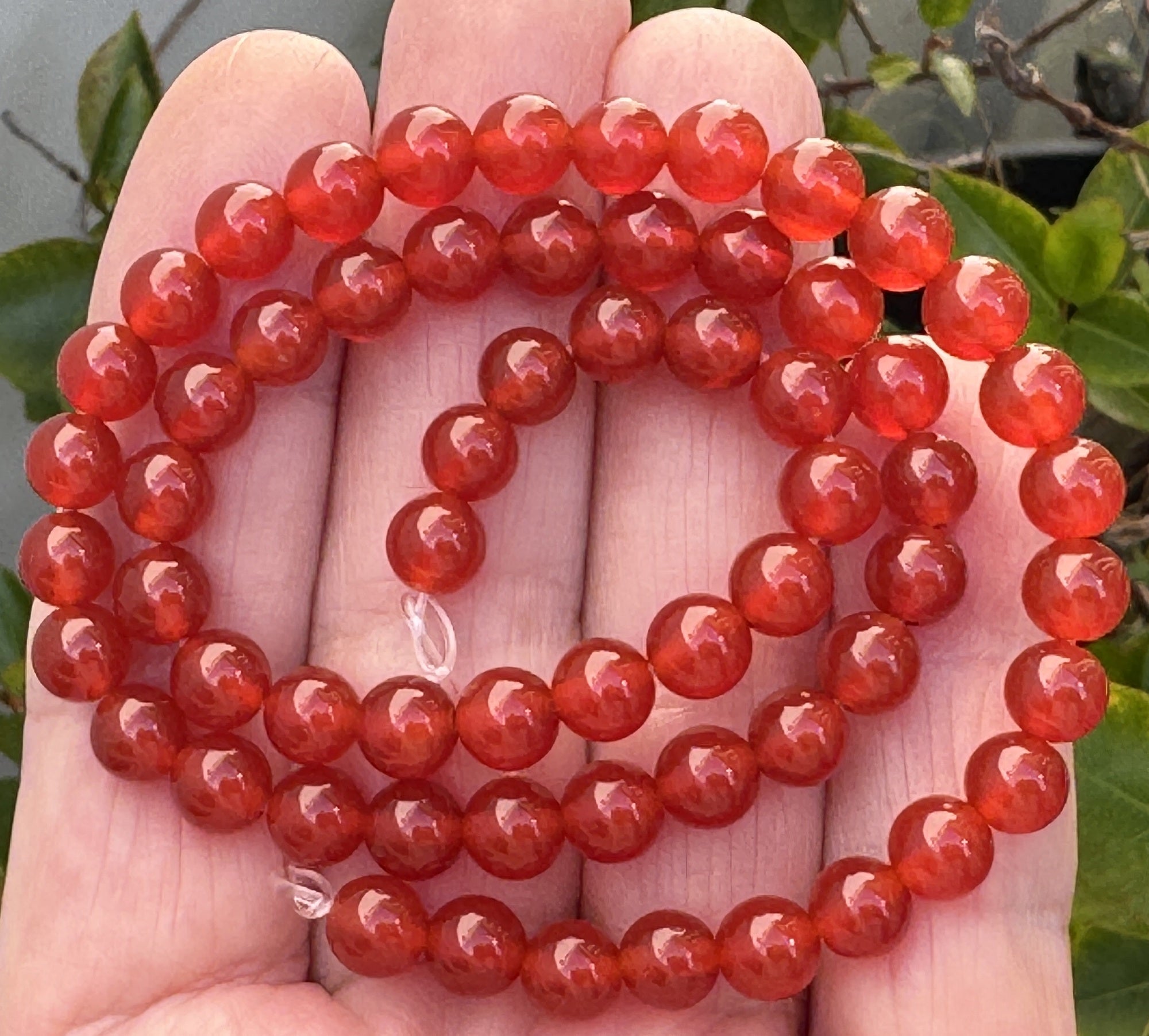 Orange Red Carnelian Agate 6mm round gemstone beads 15" strand - Oz Beads 