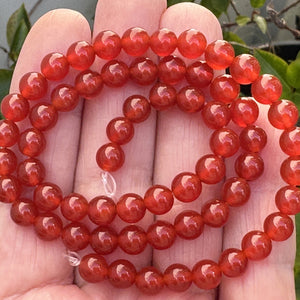 Orange Red Carnelian Agate 6mm round gemstone beads 15" strand - Oz Beads 