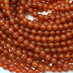 Orange Red Carnelian Agate 8mm round gemstone beads 15" strand - Oz Beads 