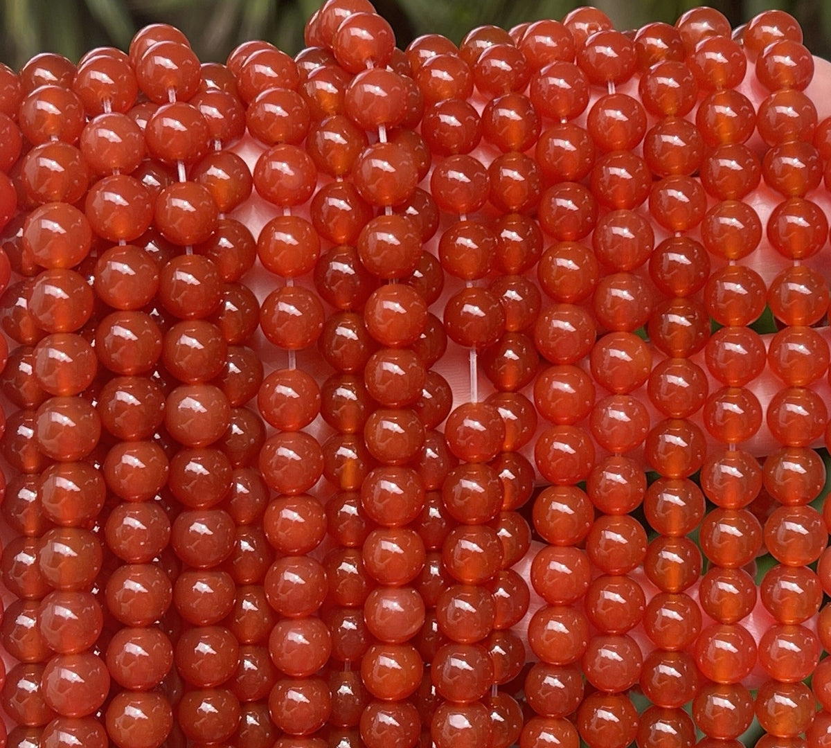 Orange Red Carnelian Agate 8mm round gemstone beads 15" strand - Oz Beads 