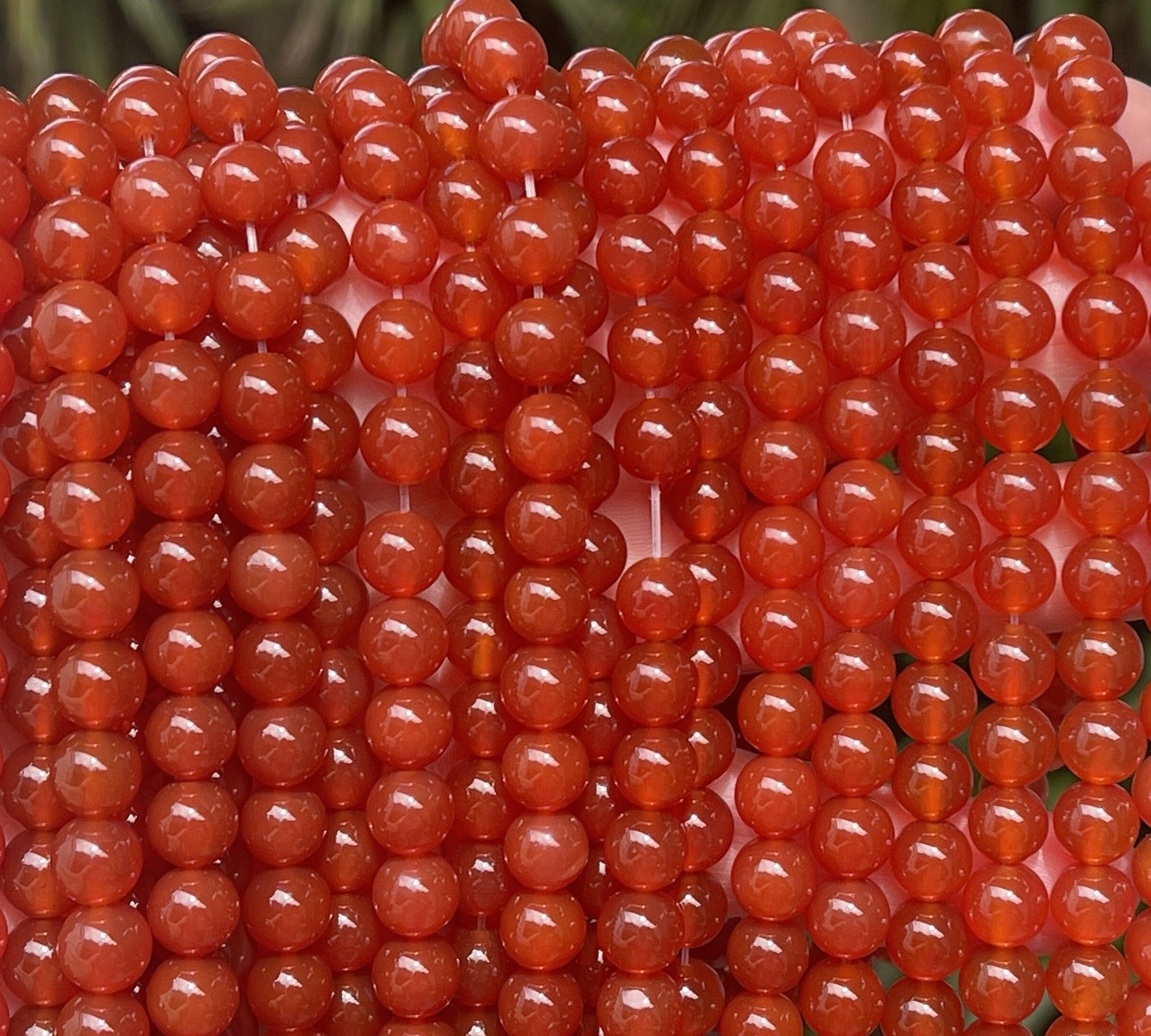 Orange Red Carnelian Agate 8mm round gemstone beads 15" strand - Oz Beads 