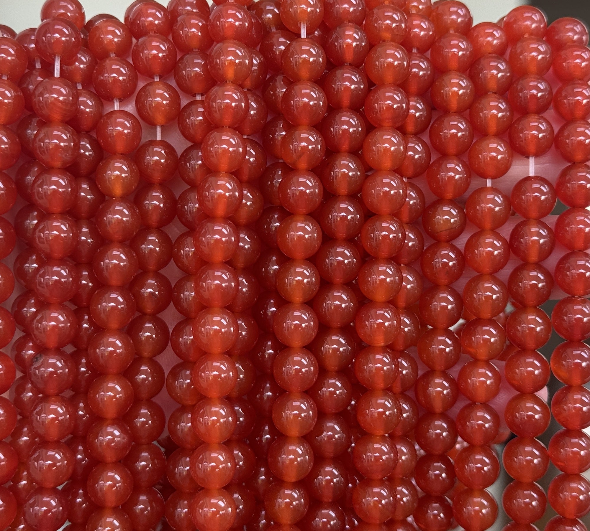 Orange Red Carnelian Agate 8mm round gemstone beads 15" strand - Oz Beads 