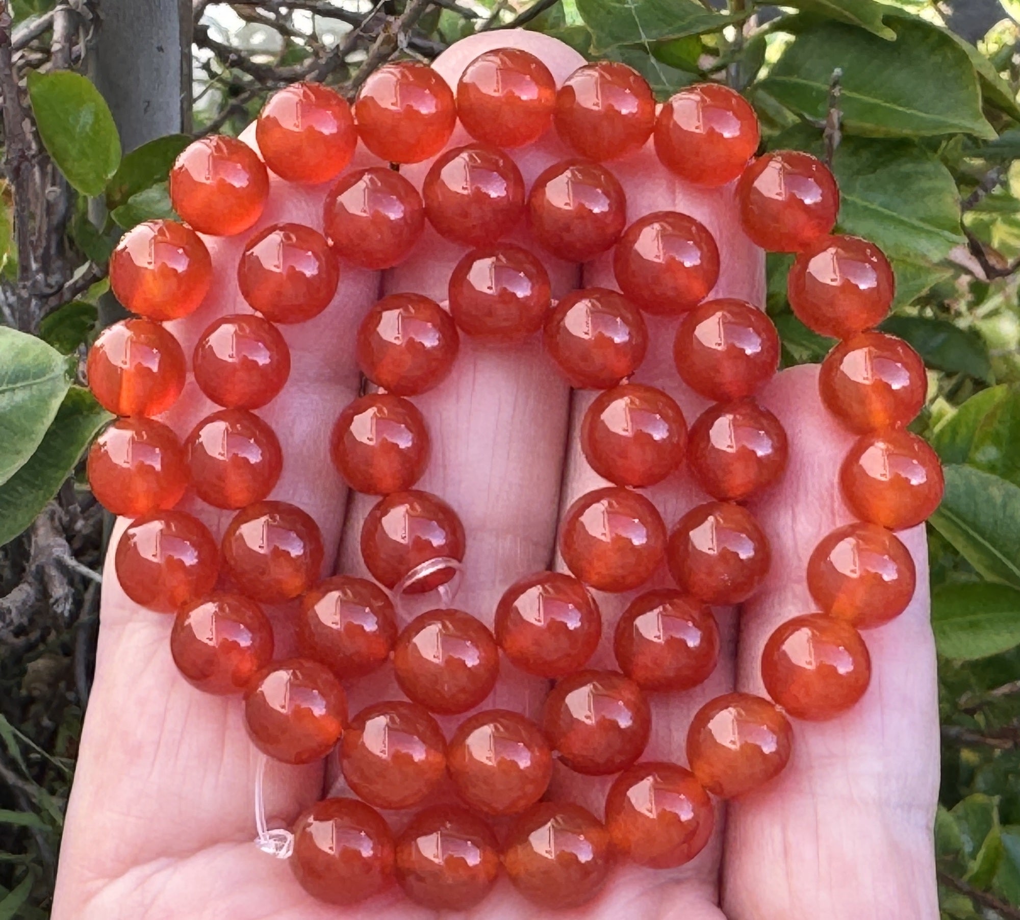 Orange Red Carnelian Agate 8mm round gemstone beads 15" strand - Oz Beads 