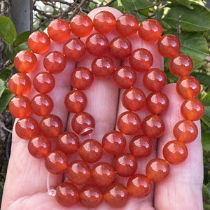 Orange Red Carnelian Agate 8mm round gemstone beads 15" strand - Oz Beads 