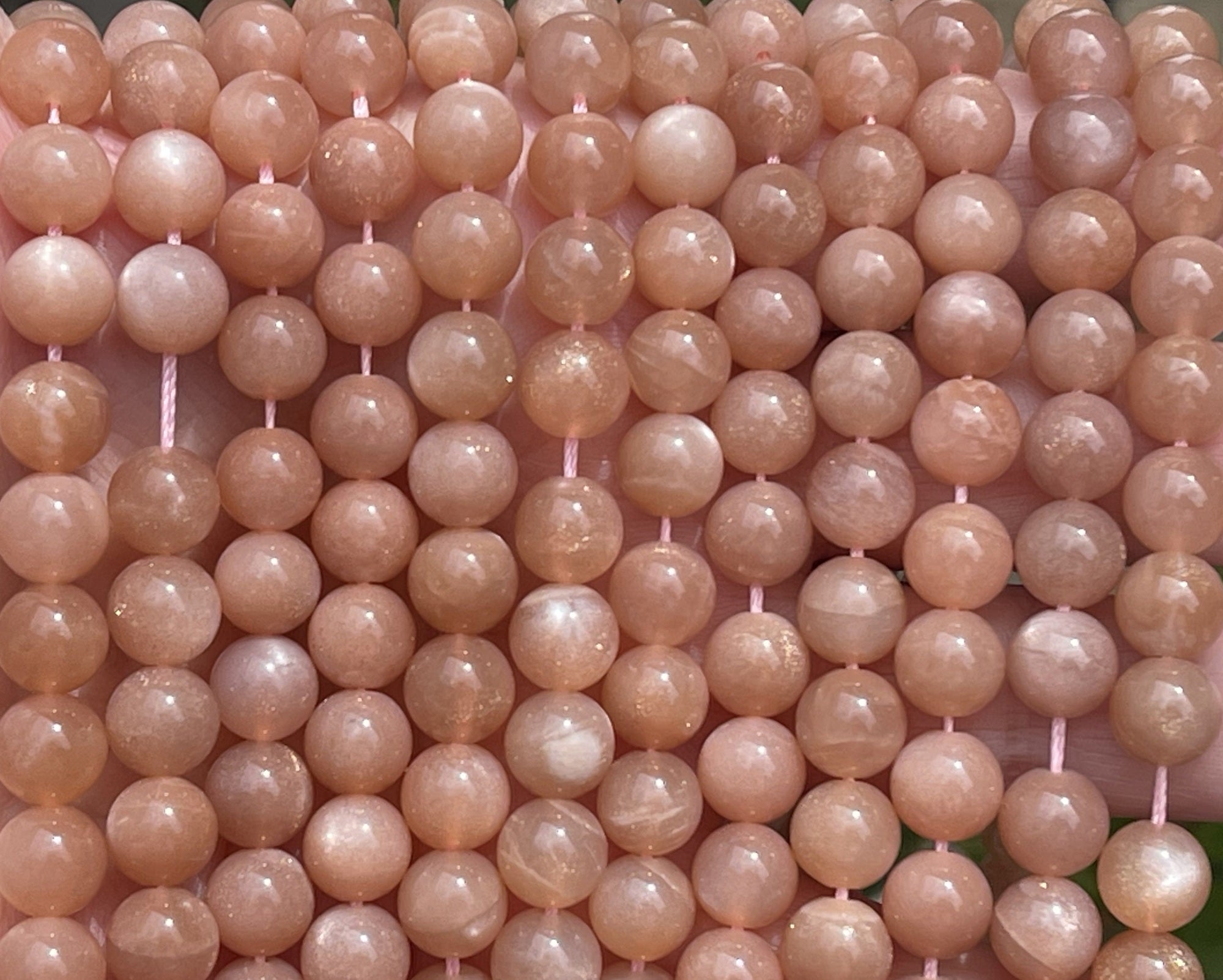 Orange Sunstone 8mm round natural gemstone beads 15.5" strand