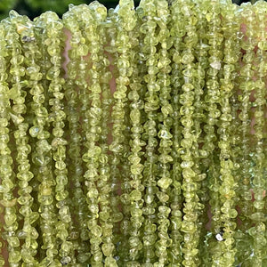 Peridot 3-5mm tiny chip beads natural gemstone chips 33" strand - Oz Beads 
