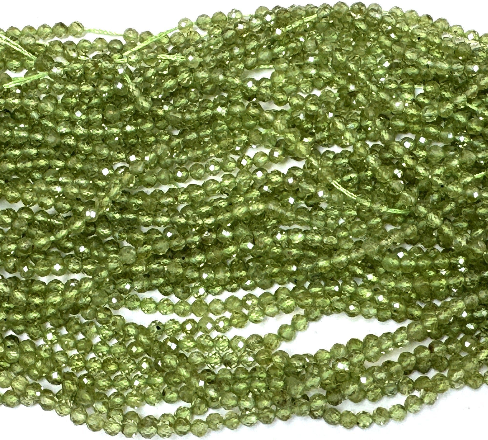 Peridot 3mm faceted round natural gemstone beads 15.5" strand - Oz Beads 