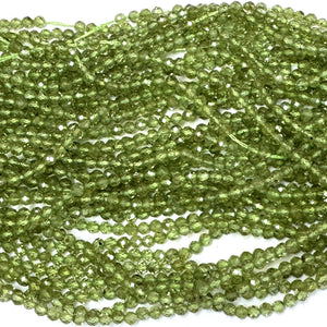Peridot 3mm faceted round natural gemstone beads 15.5" strand - Oz Beads 