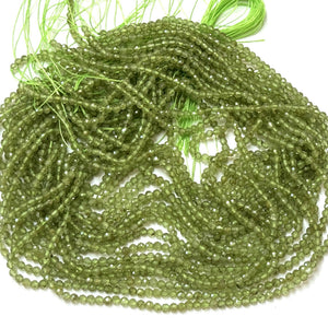 Peridot 3mm faceted round natural gemstone beads 39cm strand - Oz Beads 