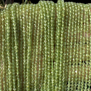 Peridot 3mm faceted round natural gemstone beads 15.5" strand - Oz Beads 