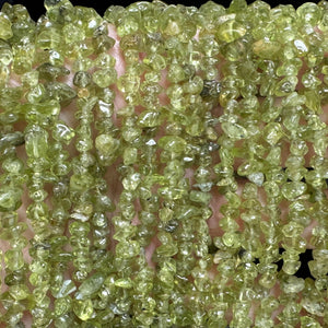Peridot 5-7mm chip beads natural gemstone chips 33" strand - Oz Beads 