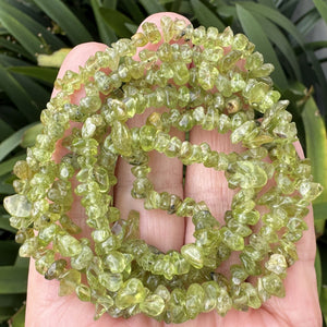 Peridot 5-7mm chip beads natural gemstone chips 33" strand - Oz Beads 