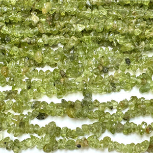 Peridot 5-7mm chip beads natural gemstone chips 33" strand - Oz Beads 