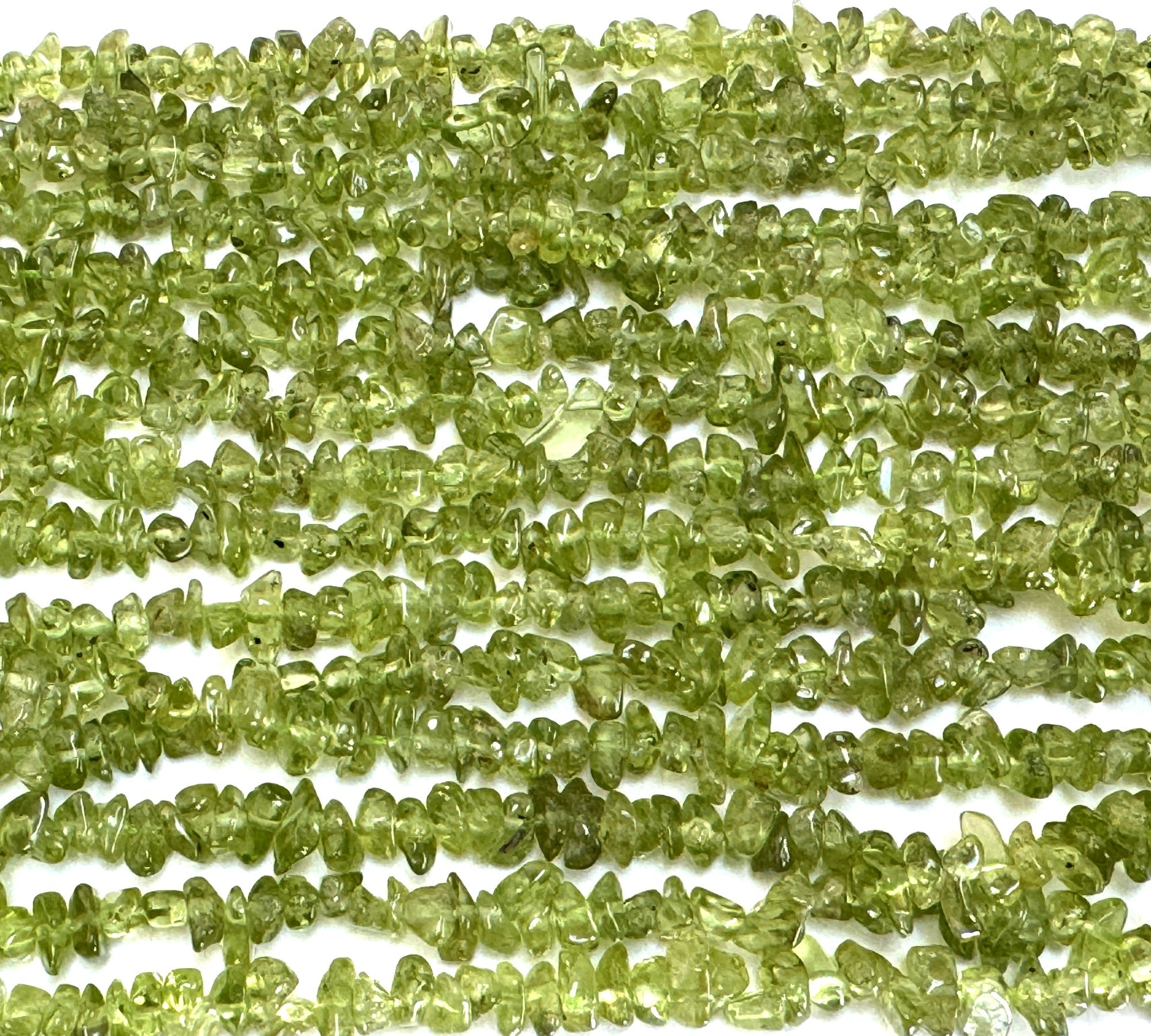 Peridot 5-8mm chip beads natural gemstone chips 40cm strand - Oz Beads 