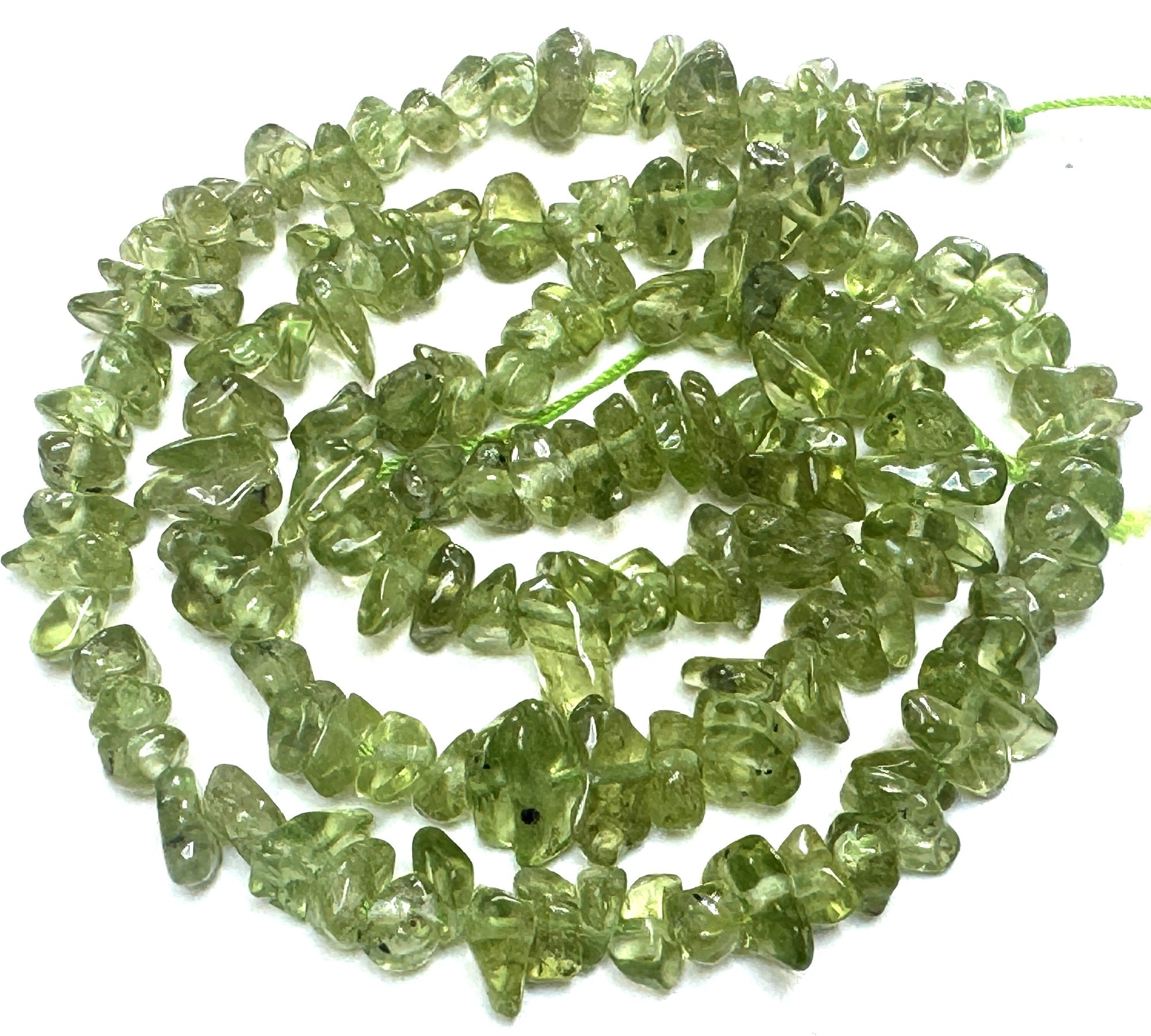 Peridot 5-8mm chip beads natural gemstone chips 40cm strand - Oz Beads 