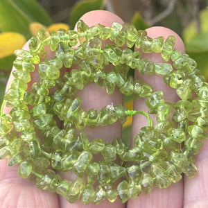 Peridot 5-8mm chip beads natural gemstone chips 40cm strand - Oz Beads 
