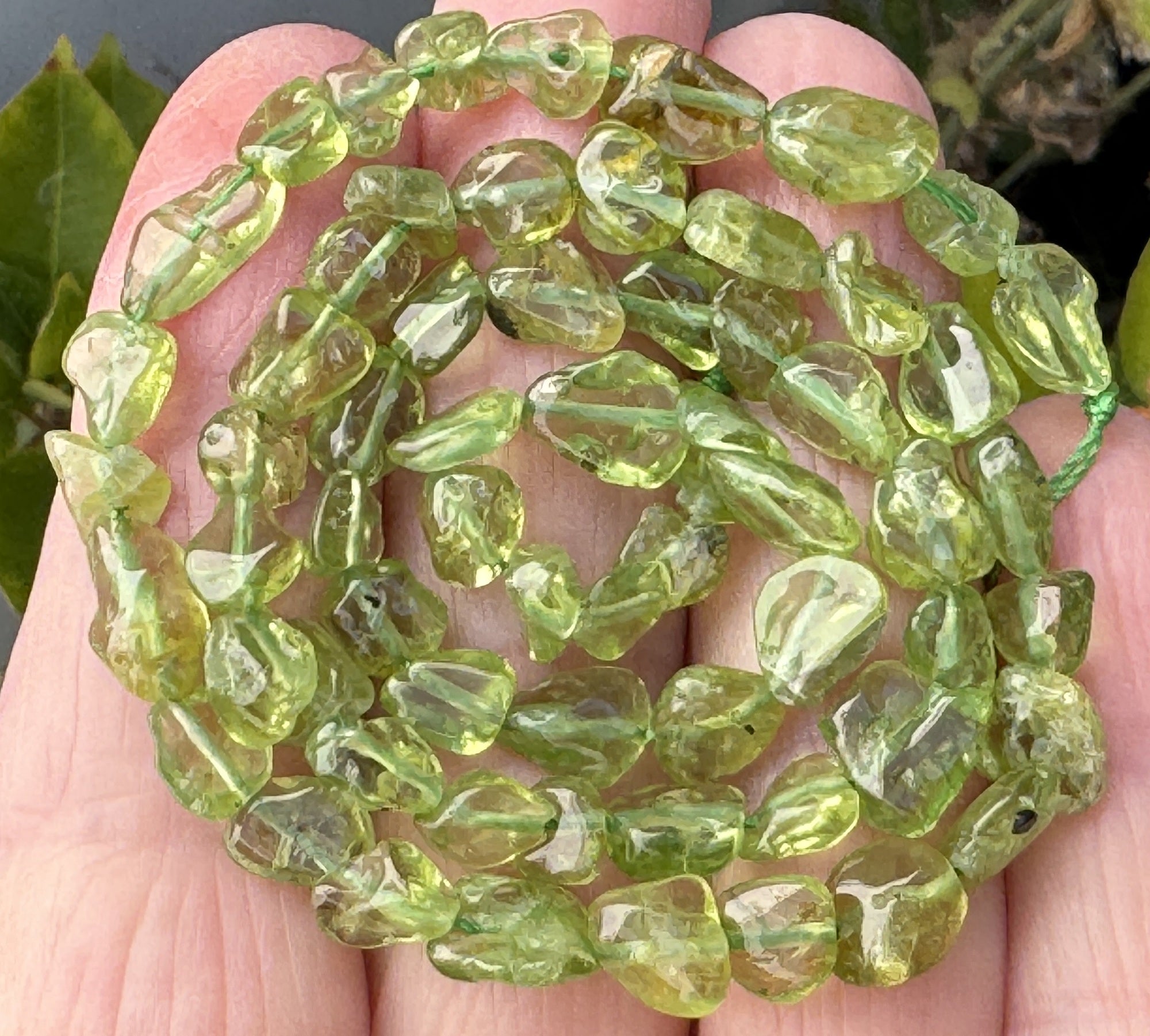 Peridot 5-8mm nuggets natural gemstone beads 40cm strand - Oz Beads 