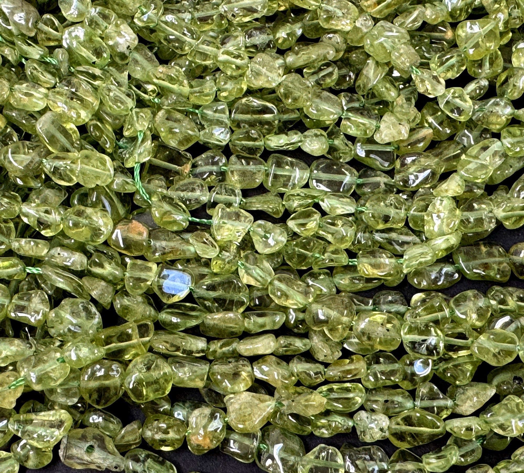 Peridot 5-8mm nuggets natural gemstone beads 40cm strand - Oz Beads 