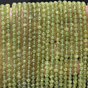 Peridot 5mm round polished natural gemstone beads 40cm strand - Oz Beads 