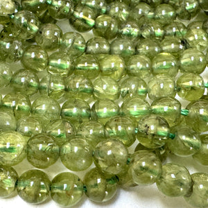 Peridot 5mm round polished natural gemstone beads 40cm strand - Oz Beads 