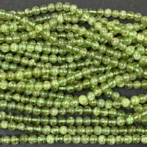 Peridot 5mm round polished natural gemstone beads 40cm strand - Oz Beads 