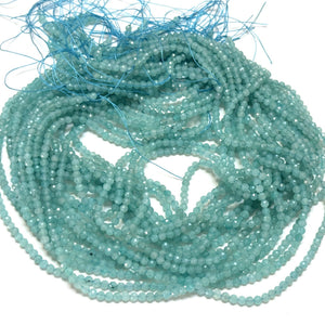 Peru Amazonite 3mm, 4mm faceted round natural gemstone beads 15.5" strand - Oz Beads 