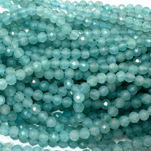Peru Amazonite 3mm, 4mm faceted round natural gemstone beads 15.5" strand - Oz Beads 