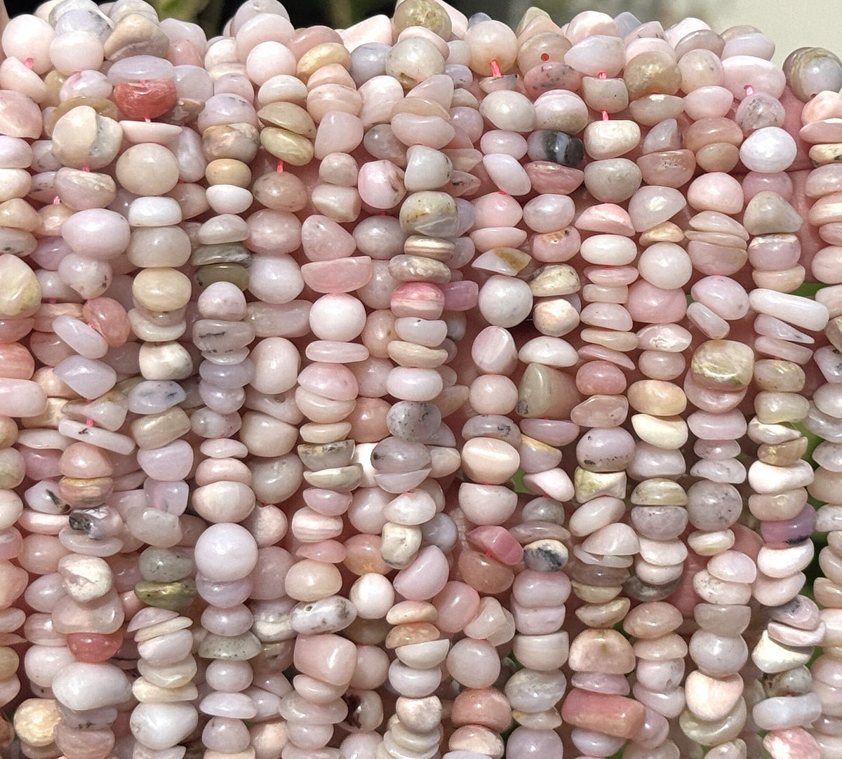 Peruvian Pink Opal 10x7mm freeform nuggets natural gemstone beads 15.5" strand - Oz Beads 