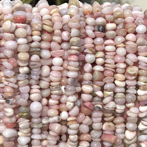 Peruvian Pink Opal 10x7mm freeform nuggets natural gemstone beads 15.5" strand - Oz Beads 