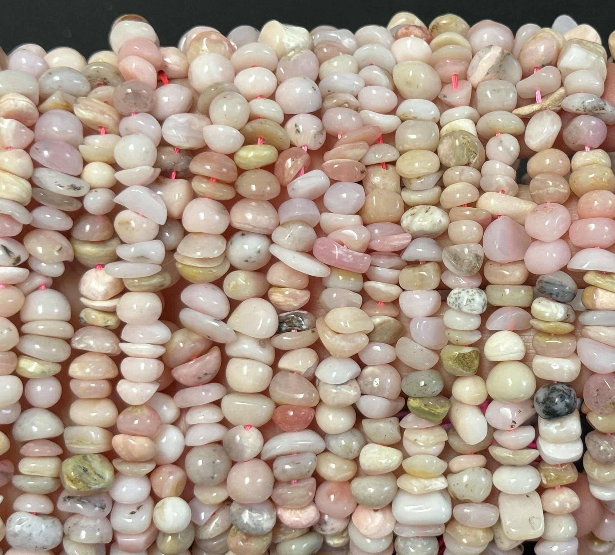 Peruvian Pink Opal 10x7mm freeform nuggets natural gemstone beads 15.5" strand - Oz Beads 