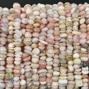 Peruvian Pink Opal 10x7mm freeform nuggets natural gemstone beads 15.5" strand - Oz Beads 