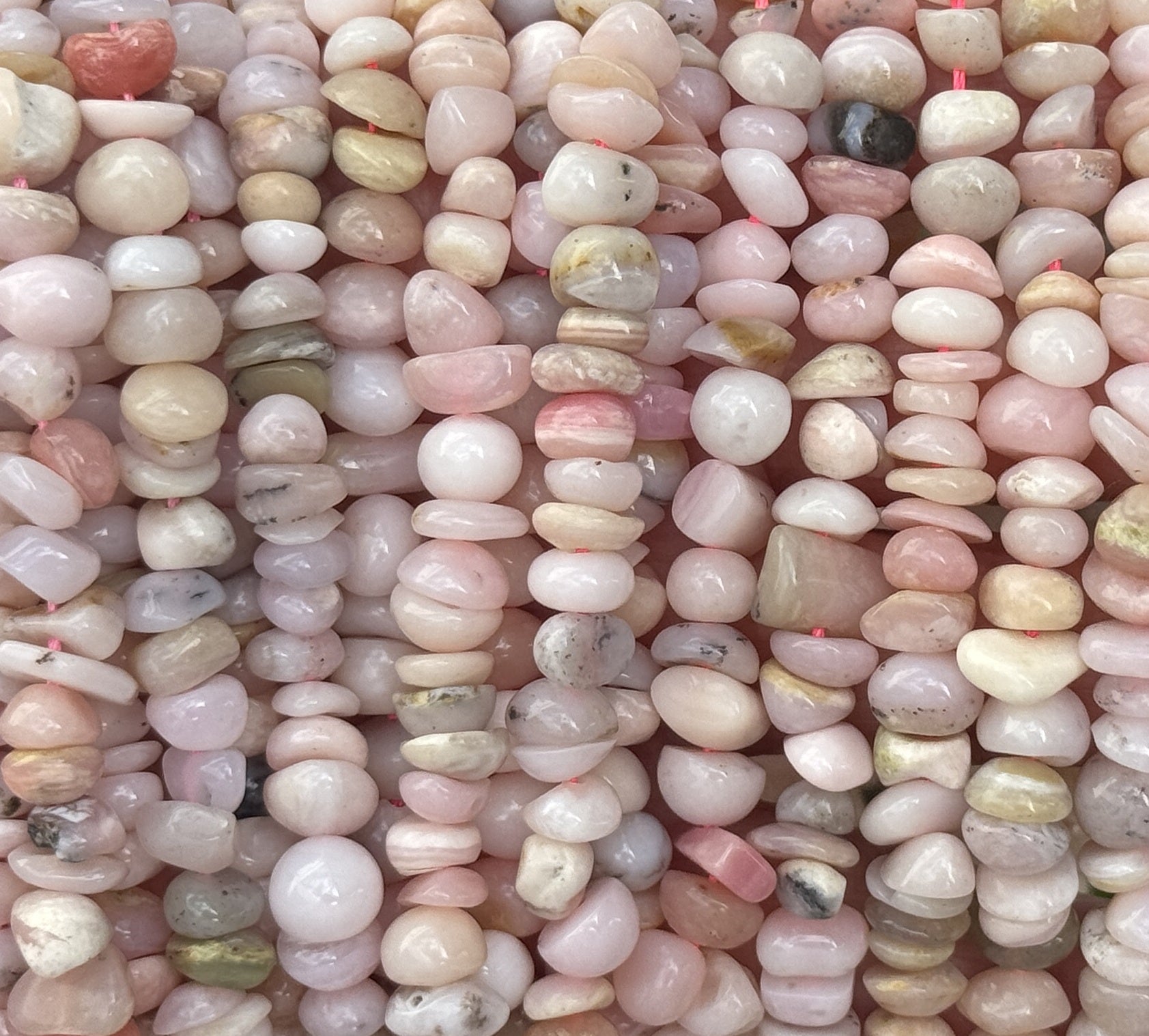 Peruvian Pink Opal 10x7mm freeform nuggets natural gemstone beads 15.5" strand - Oz Beads 
