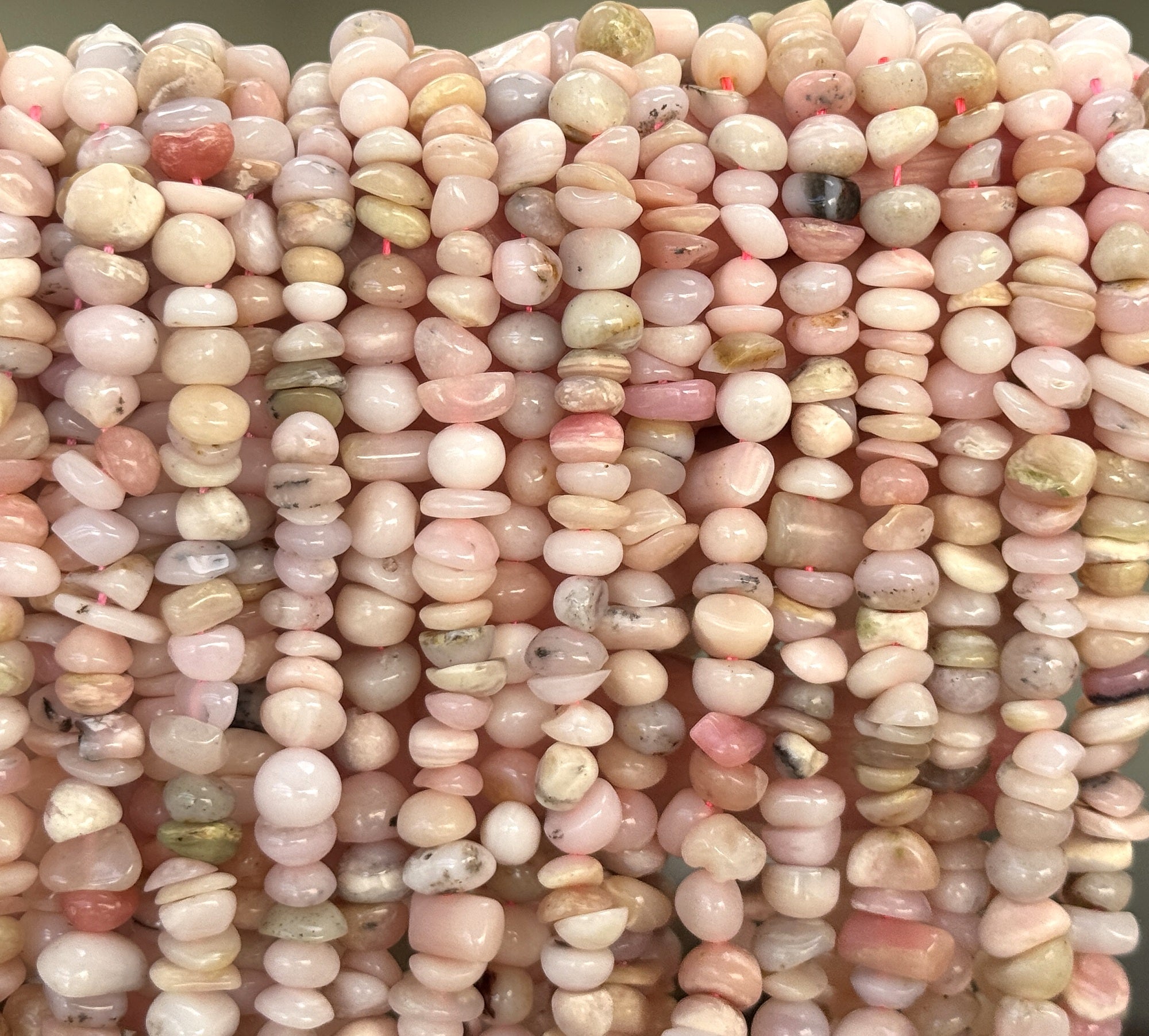 Peruvian Pink Opal 10x7mm freeform nuggets natural gemstone beads 15.5" strand - Oz Beads 