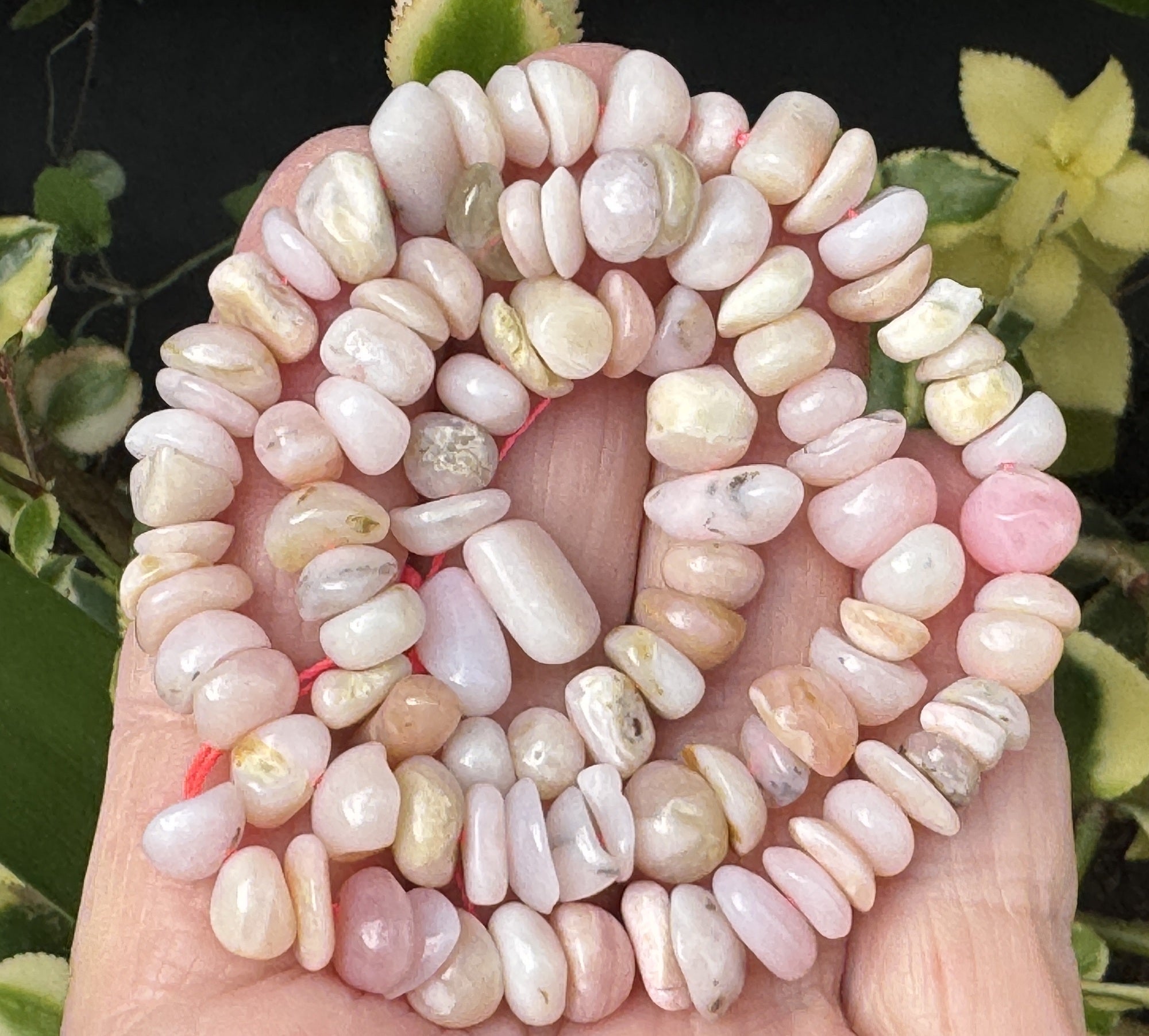 Peruvian Pink Opal 10x7mm freeform nuggets natural gemstone beads 15.5" strand - Oz Beads 