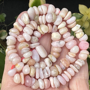 Peruvian Pink Opal 10x7mm freeform nuggets natural gemstone beads 15.5" strand - Oz Beads 