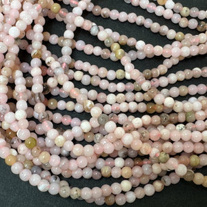 Peruvian Pink Opal 3mm round polished natural gemstone beads 15" strand - Oz Beads 