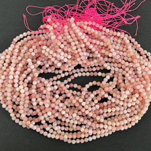 Peruvian Pink Opal 4mm faceted round natural gemstone beads 15.5" strand - Oz Beads 