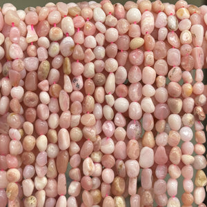 Peruvian Pink Opal 6-10mm nuggets natural gemstone pebble beads 16" strand - Oz Beads 