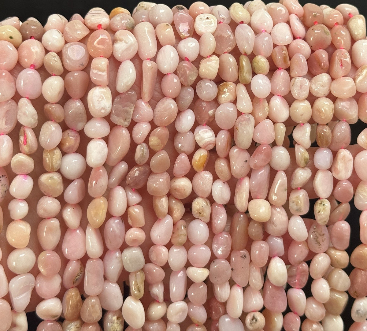 Peruvian Pink Opal 6-10mm nuggets natural gemstone pebble beads 16" strand - Oz Beads 