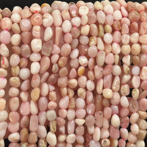 Peruvian Pink Opal 6-10mm nuggets natural gemstone pebble beads 16" strand - Oz Beads 
