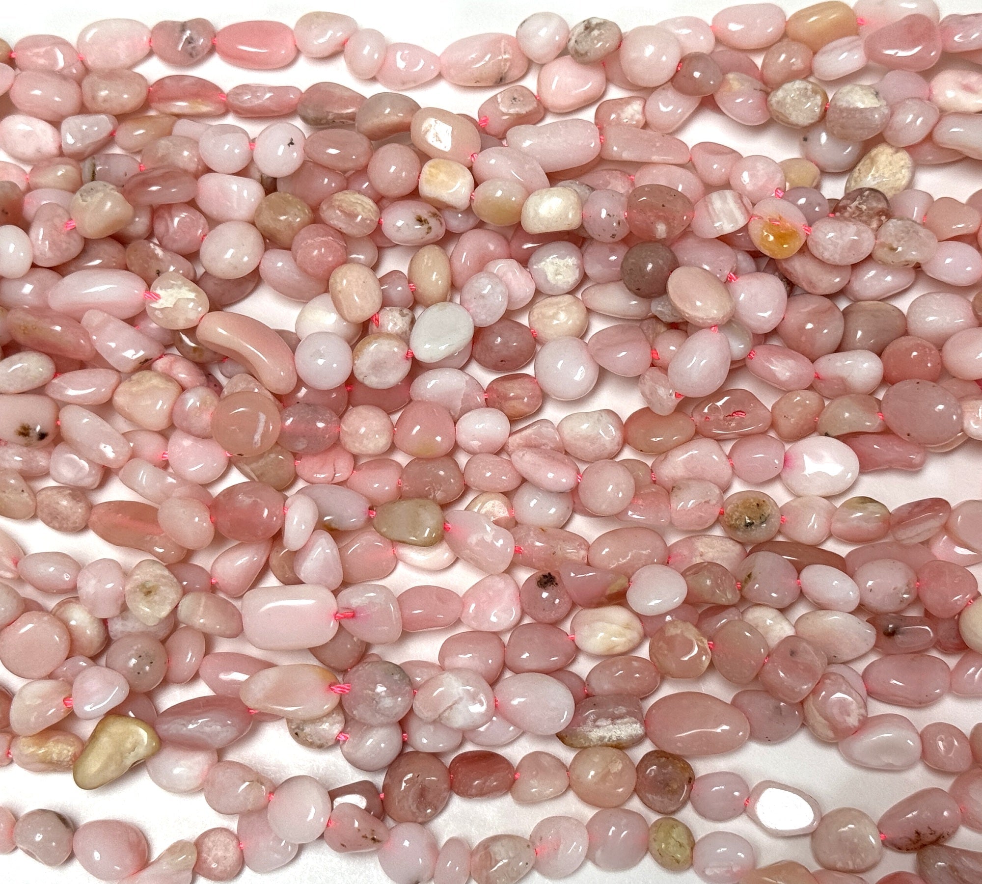 Peruvian Pink Opal 6-10mm nuggets natural gemstone pebble beads 16" strand - Oz Beads 