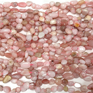 Peruvian Pink Opal 6-10mm nuggets natural gemstone pebble beads 16" strand - Oz Beads 